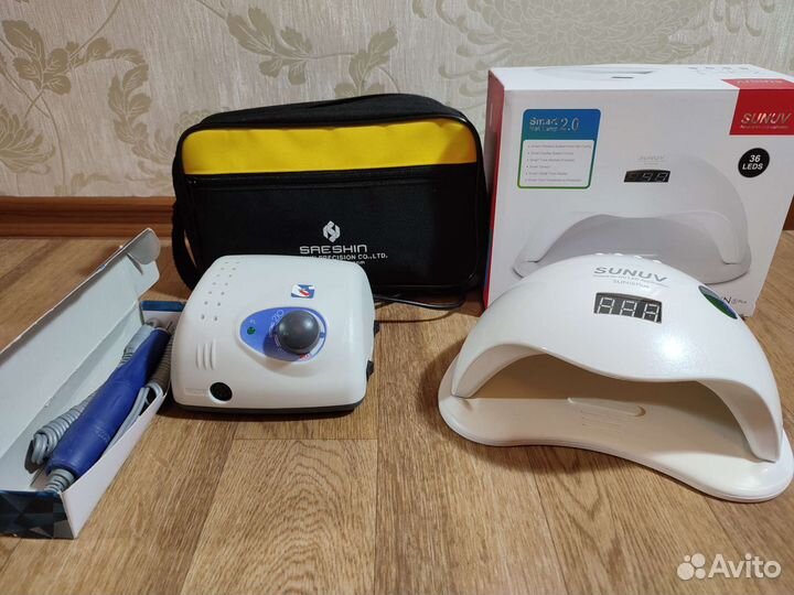 Аппарат для маникюра strong+лампаSUN5plus оригинал