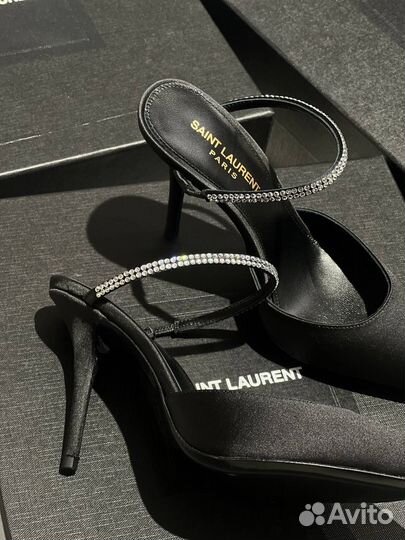 Мюли Saint Laurent со стразами