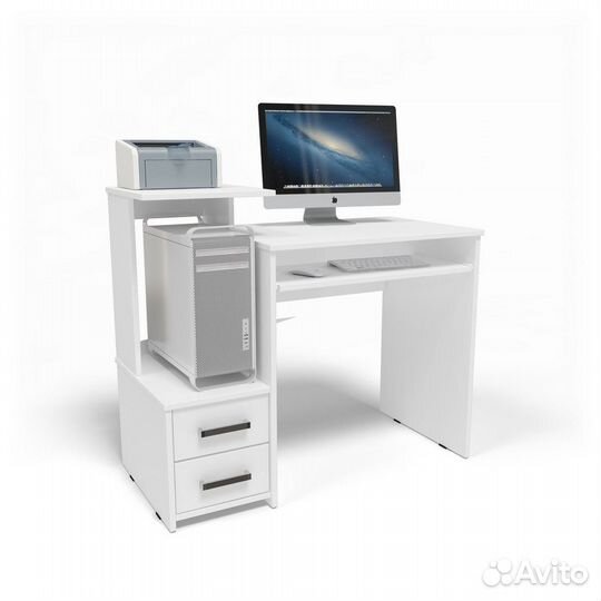 Компьютерный стол Джаз-24 Левый Белый