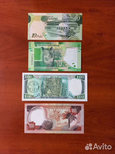 Ботсвана, юар, Либерия, Ангола банкноты