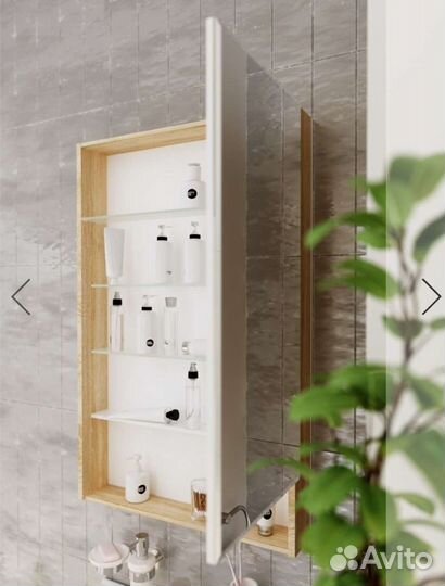 Зеркало-шкаф для ванны цвет Дуб Сонома