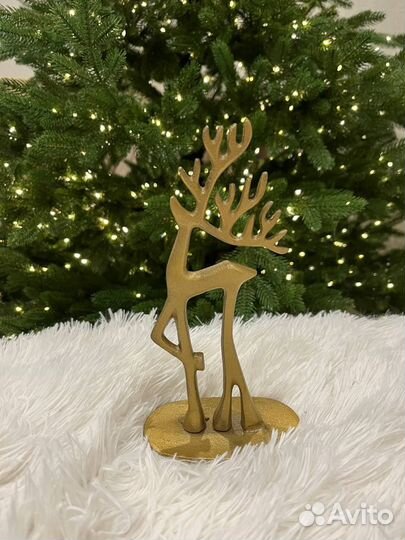 Декоративная фигура Олень, металл, золотой, 21 см