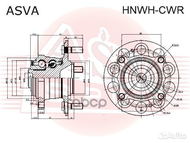 Ступица колеса зад прав/лев hnwhcwr asva
