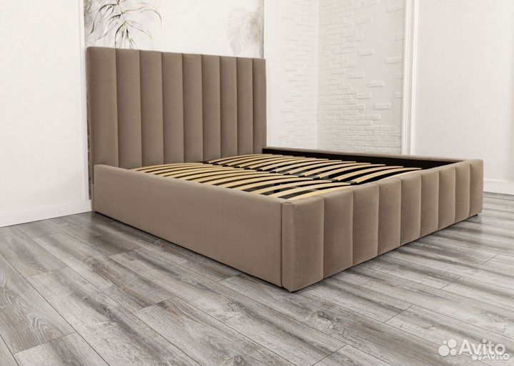 Кровать 140х200 с подъемным механизмом кофе