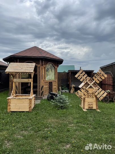 Колодец и мельница декоративные