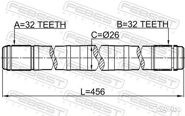 Приводной вал левый febest, 0312RD1LH