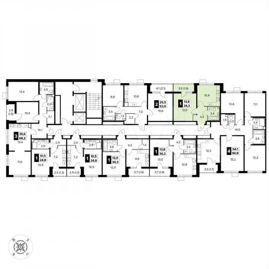 1-к. квартира, 34,3 м², 10/14 эт.