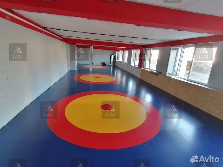 Борцовский ковер 6х6 трехцветный люверсы