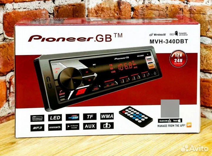 Автомагнитола 1DIN Pioneer.OK MVH-340BT 12-24v