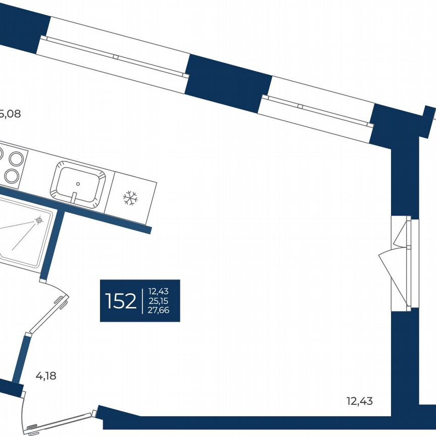 Квартира-студия, 27,7 м², 10/12 эт.