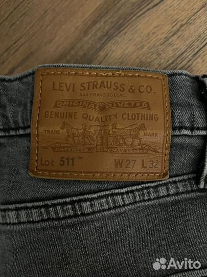 Джинсы мужские levis 511 w27 L32