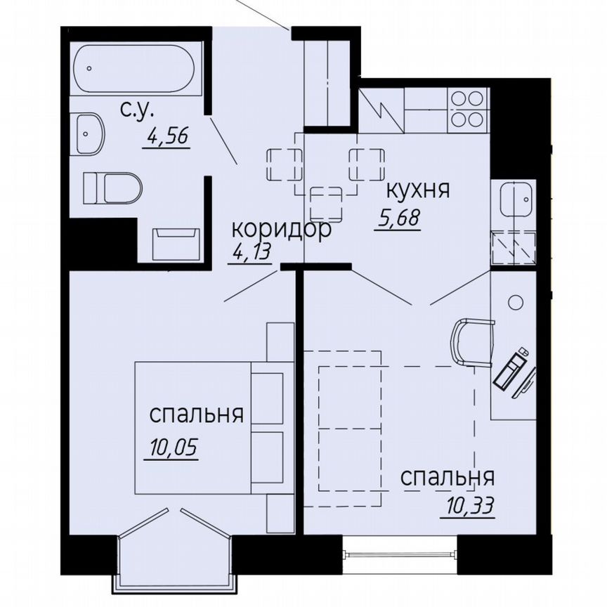 2-к. апартаменты, 34,8 м², 5/10 эт.