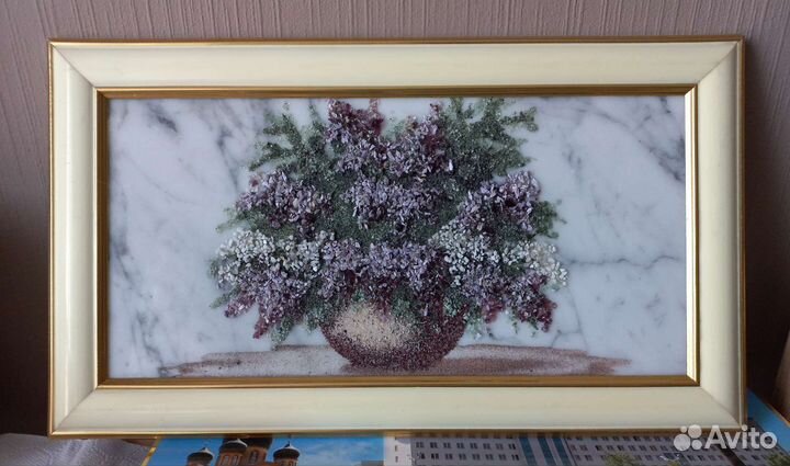 Панно каменная крошка на мраморе