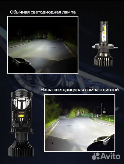 Лед лампы h4 с линзой
