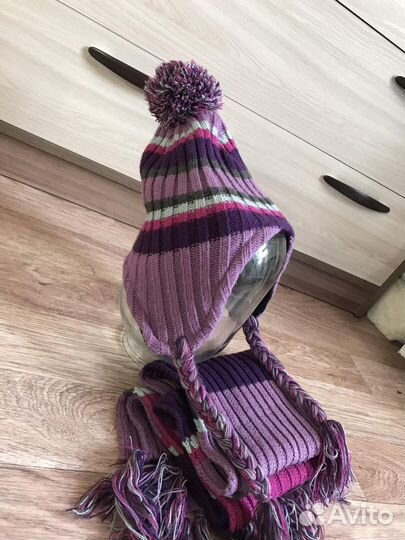 Шапка шлем с шарфом