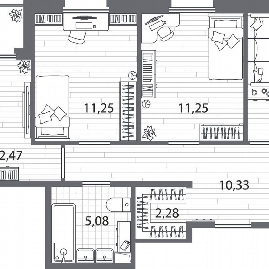 3-к. квартира, 78,6 м², 6/13 эт.