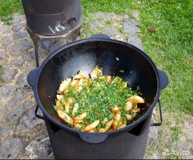 Чугунный казан с печью + шумовка