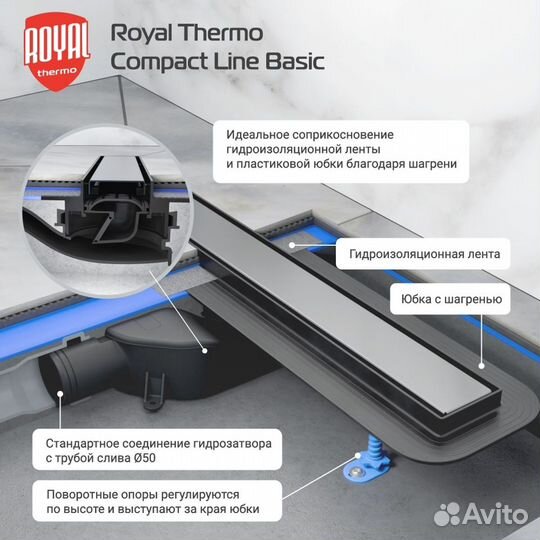 Лоток душ. 800мм Royal Thermo Compact Line Basic