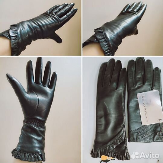 Перчатки женские кожаные новые, размер 6