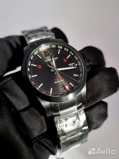 Мужские часы Longines Conquest VHP Black GMT 41мм