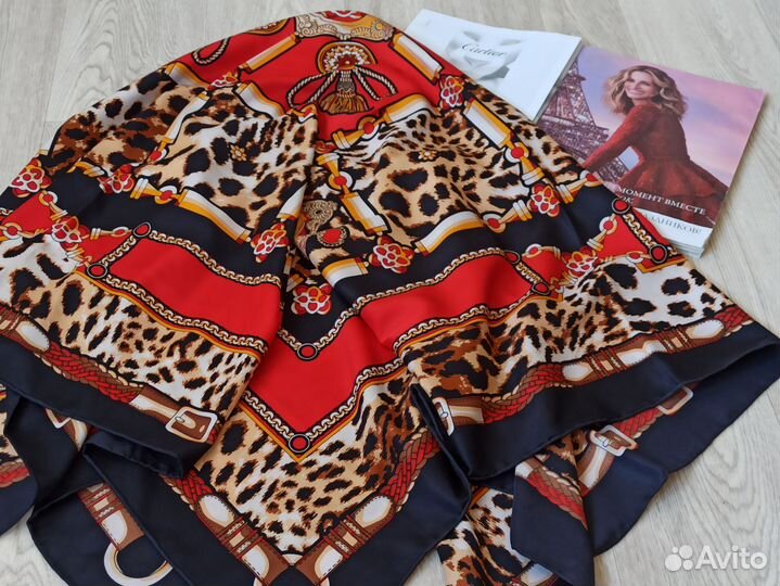 Красный платок Шаль Dior ручной край