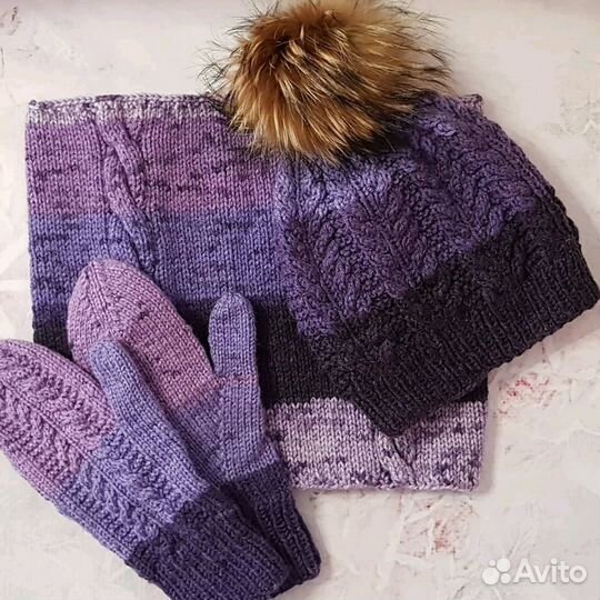 Вязаные комплекты(шапка, шарф, снуд). Наличие и на