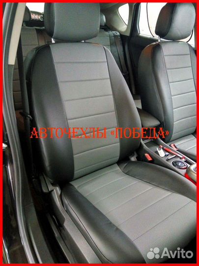 Чехлы Opel Astra H из экокожи чёрно-серые Классика