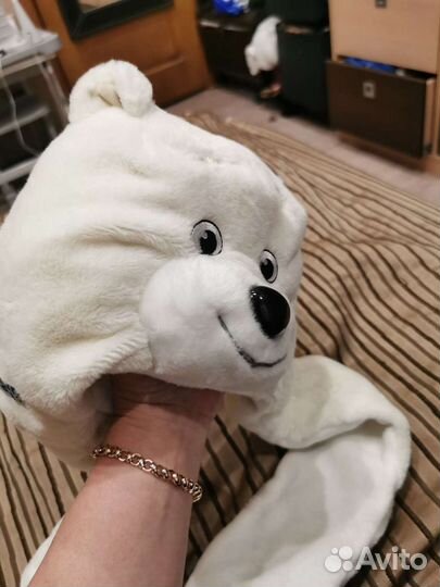 Шапочка детская белый олимпийский Мишка новая