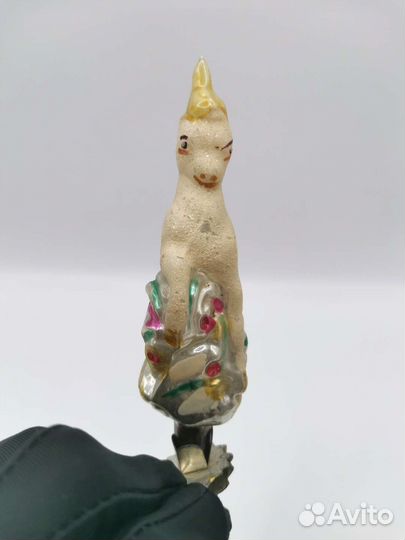 Ёлочная игрушка Золотое копытце на прищепке СССР