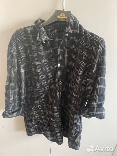Рубашка в клетку черная