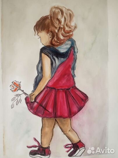 Картина акварель Первая влюбленность