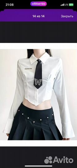 Рубашка укороченная с галстуком