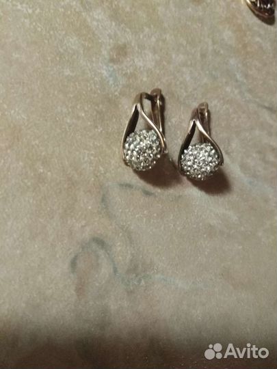 Серебряные серьги, кольцо, чокер