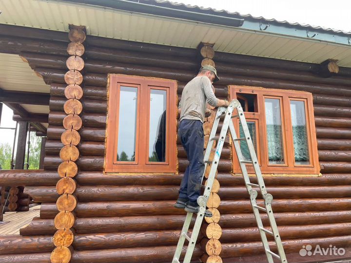 Профессиональная покраска деревянных домов, бань