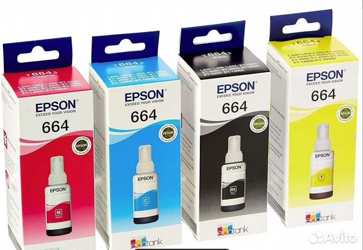 Чернила Epson T664 оригинальные водорастворимые