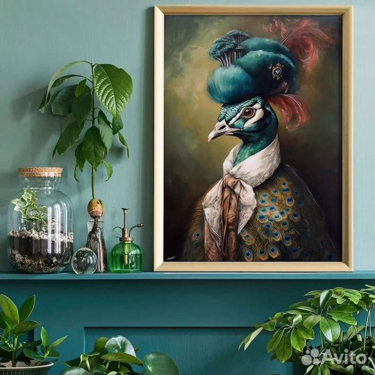 Мужчина павлин картина маслом