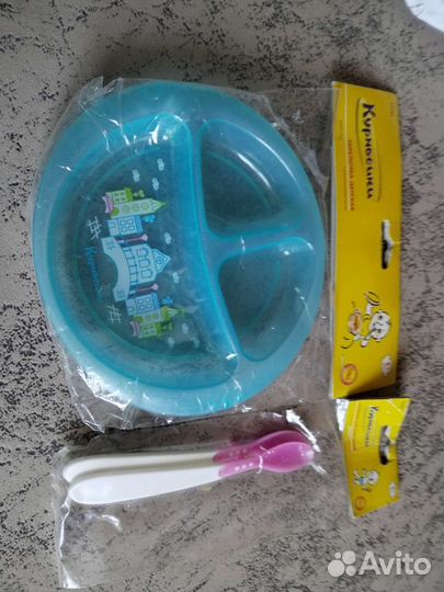 Набор для кормления тарелочка, ложка, слюнявчик