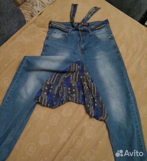 Зуавы(шаровары) джинсовые бохо