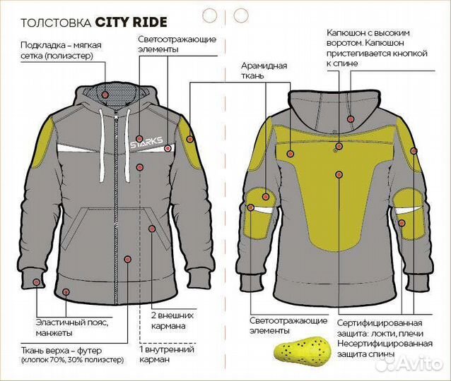 Мототолстовка city ride starks