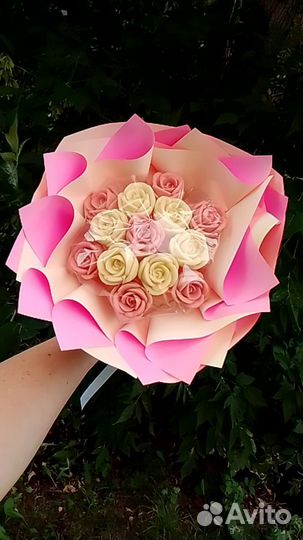 Вкусный съедобный сладкий букет шоколадные розы