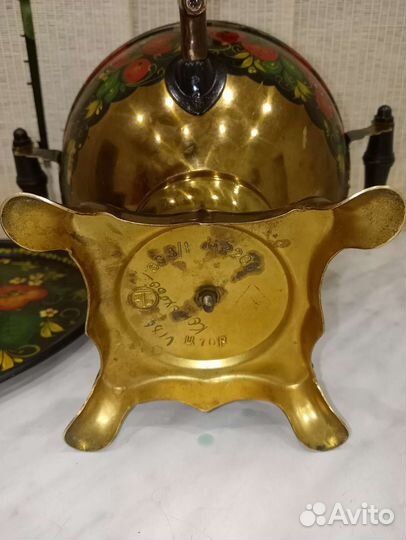Самовар электро ручная роспись+поднос+стакан 1986г