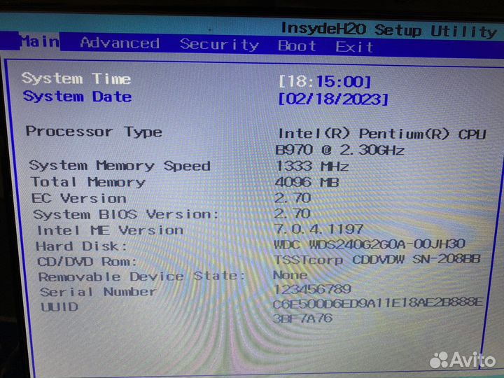 Процессор для ноутбука Intel Pentium B970 2,3ghz
