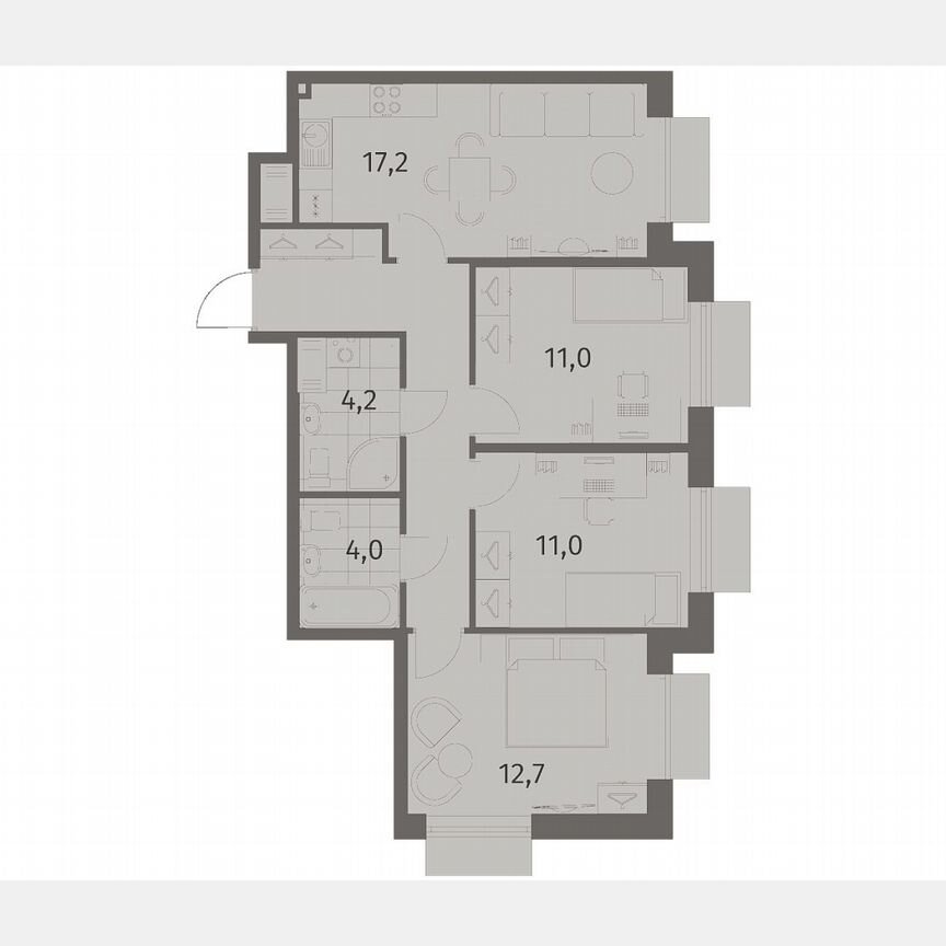 3-к. квартира, 71,1 м², 5/8 эт.