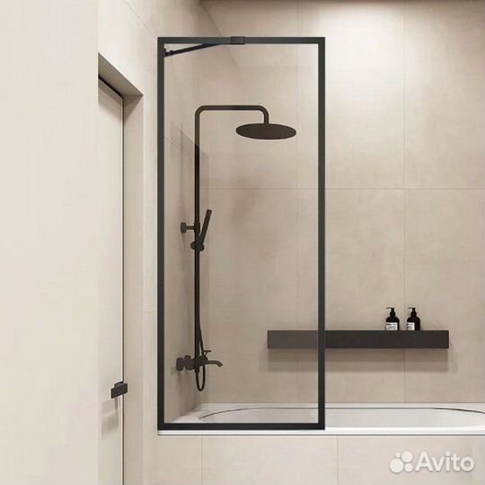 Шторка на ванну Veconi Palau PL-85B 60 см, профиль черный