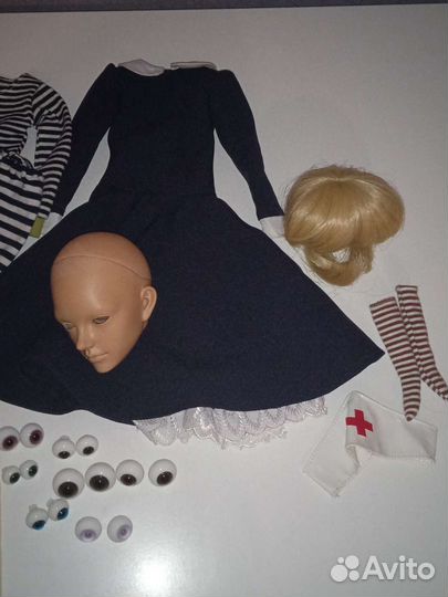Лот одежды запчасти глаза парик для кукол бжд BJD