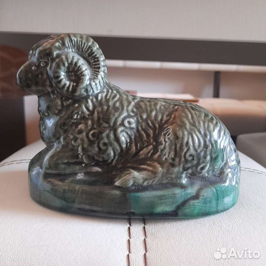 Статуэтка майолика обливная керамика баран