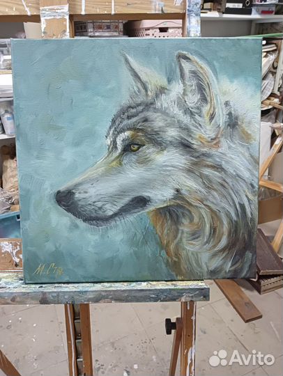 Волк,картина на холсте маслом