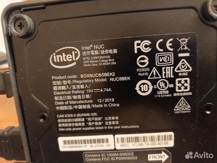 Пк intel nuc 8i5bek2 с монитором Dell se2719hr