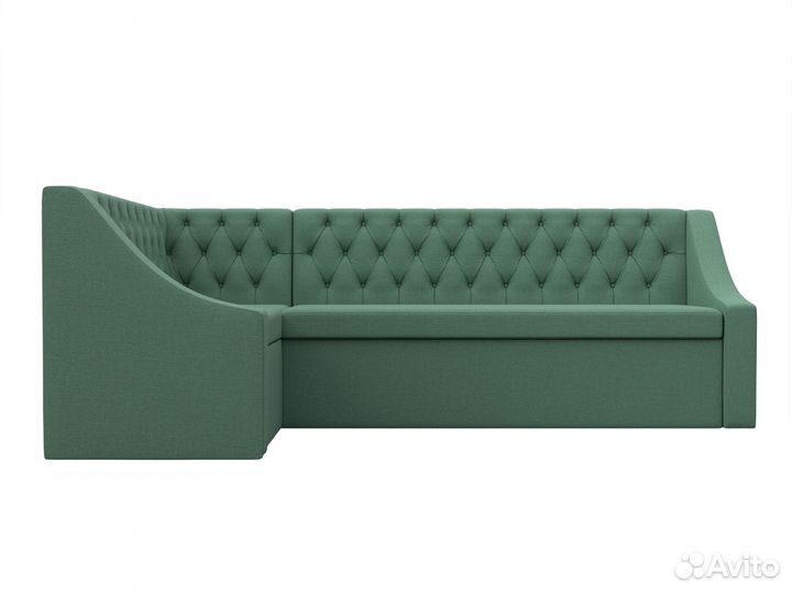 Диван кухонный угловой Мерлин левый угол, рогожка, амур зеленый