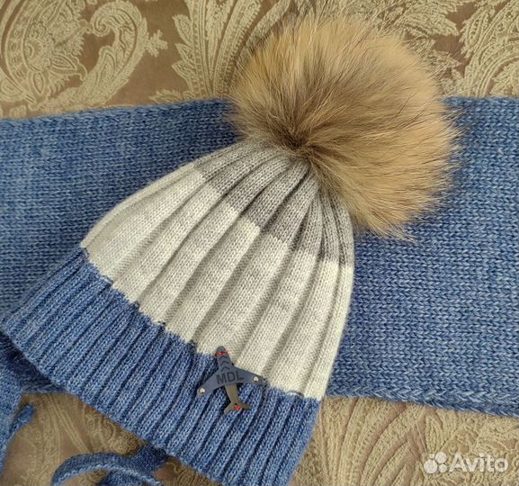 Зимняя шапка + шарф-снуд для мальчика р. 50 - 52